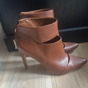 Brown Leather Women's Heeled Boots